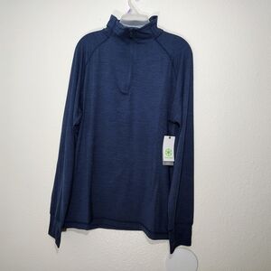 Gaiam Half Zip Pullover Active Top Blue | Long Sleeve Slim Fit | Size L